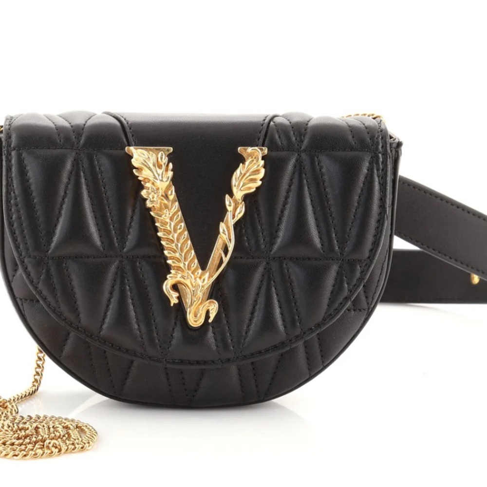 Versace Virtus Quilted Leather Belt Bag - 100% Authentic - Excellent Condition